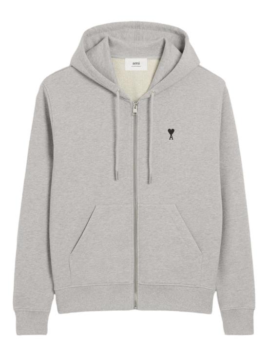 26FW 아미 스몰 하트 로고 코튼 후드 집업 HSW765 7300951 GREY