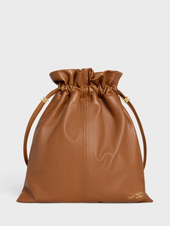 26FW 셀린느 스몰 크리스탈 램스킨 파우치 123662J79 GFY5 Brown