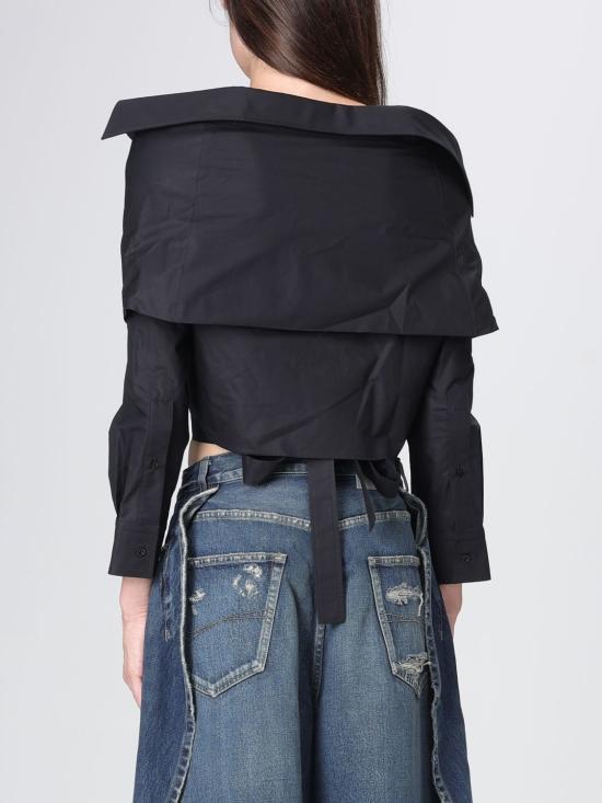 26FW 발렌시아가 오프 숄더 랩 셔츠 오프 숄더 랩 셔츠 872123TRM28 1000 Black - BALENCIAGA