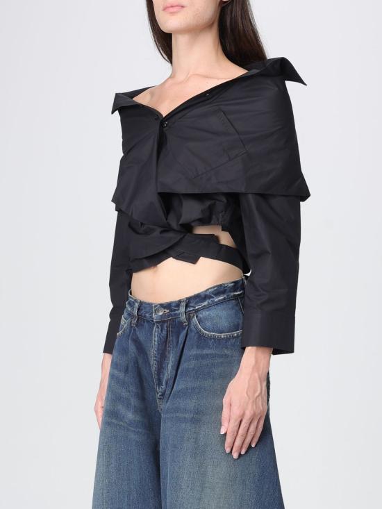 26FW 발렌시아가 오프 숄더 랩 셔츠 오프 숄더 랩 셔츠 872123TRM28 1000 Black - BALENCIAGA