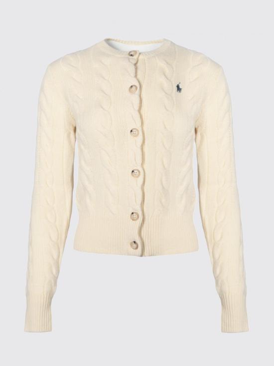 26FW 폴로 랄프로렌 로고 자수 크루넥 가디건 211972104 002 White - POLO RALPH LAUREN