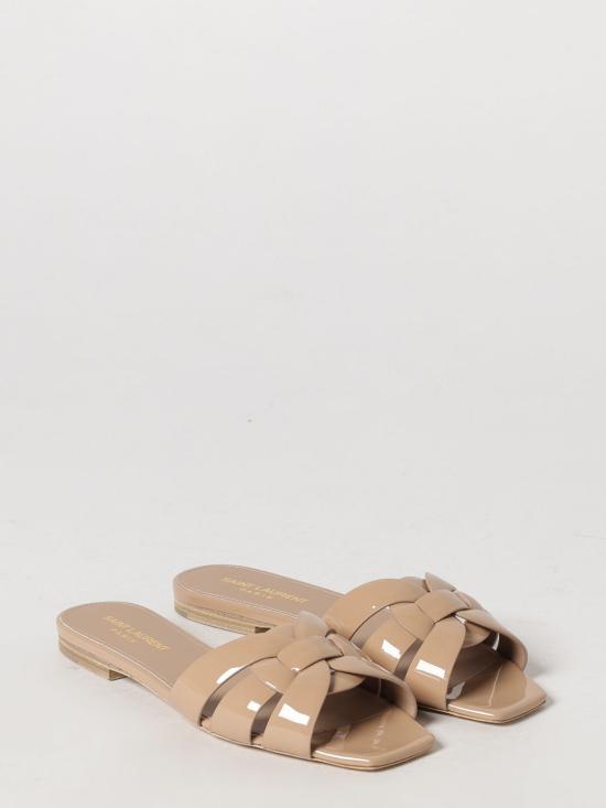 26FW 생로랑 페이턴트 레더 트리뷰트 플랫 샌들 571952AAAOW 9935 Nude - SAINT LAURENT