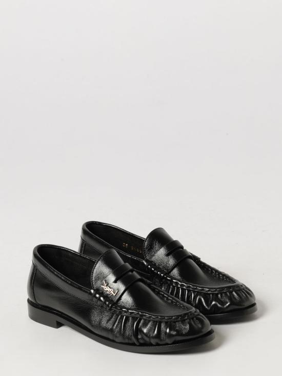 26FW 생로랑 소프트 샤이니 레더 로퍼 818908AA00K 1000 Black - SAINT LAURENT