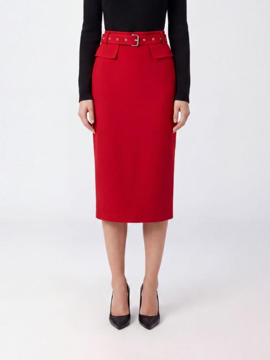 26FW 핑코 미디 스커트 107295A3DA R59 Red