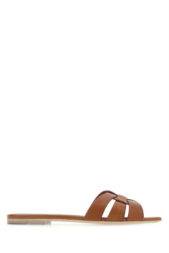 26FW 생로랑 스무스 레더 트리뷰트 플랫 뮬 571952BDA00 2206 Brown