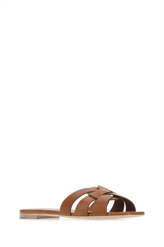 26FW 생로랑 스무스 레더 트리뷰트 플랫 뮬 571952BDA00 2206 Brown - SAINT LAURENT
