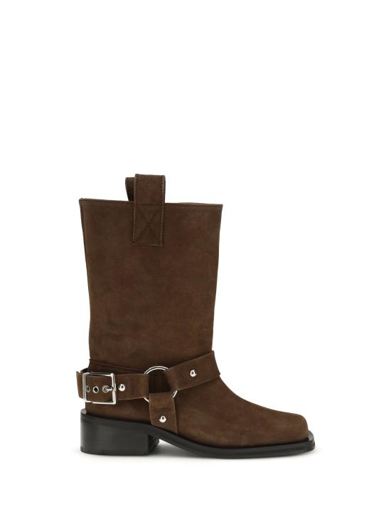 26FW 가니 미드 샤프트 바이커 스웨이드 부츠 B1010095 979 BROWN