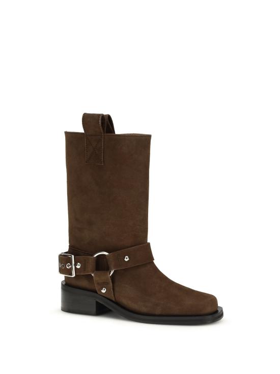 26FW 가니 미드 샤프트 바이커 스웨이드 부츠 B1010095 979 BROWN - GANNI