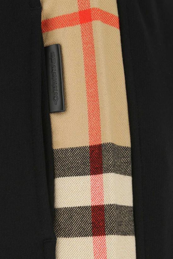  버버리 체크 트림 코튼 조깅 팬츠 8059066 A1189 BLACK - BURBERRY