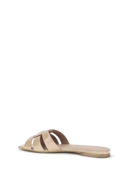 26FW 생로랑 페이턴트 레더 트리뷰트 플랫 샌들 571952AAAOW 9935 BEIGE - SAINT LAURENT