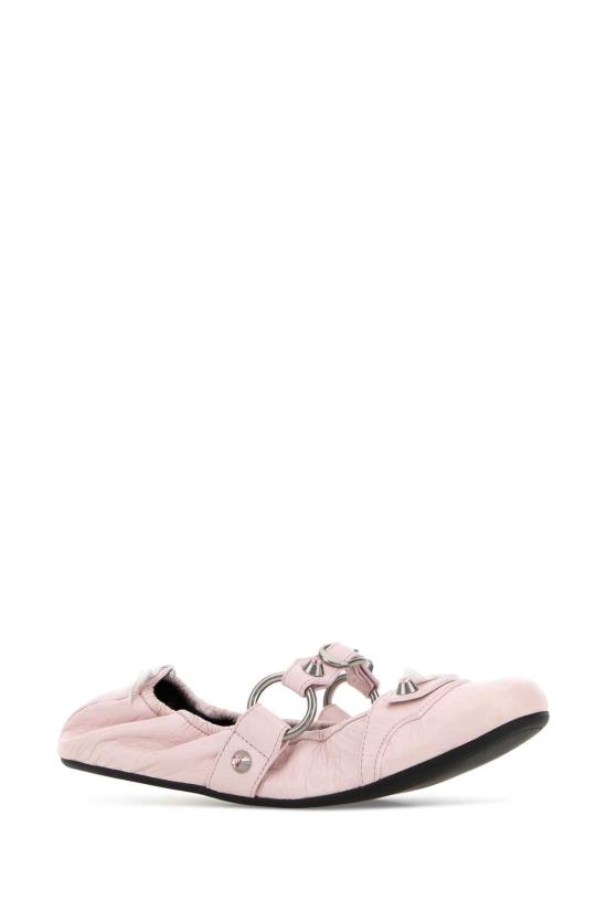 26SS 발렌시아가 FL 실버톤 링 가죽 플랫슈즈 864665WZD41 5158 PINK - BALENCIAGA