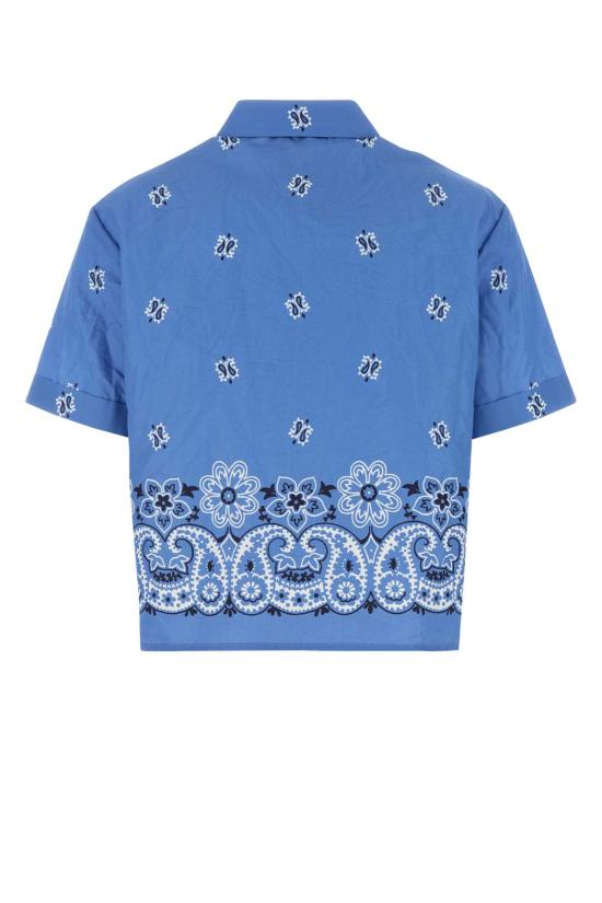 25FW 미우미우 로고 패치 반다나 셔츠 MK1951SOOO17XX F061M BLUE - MIU MIU