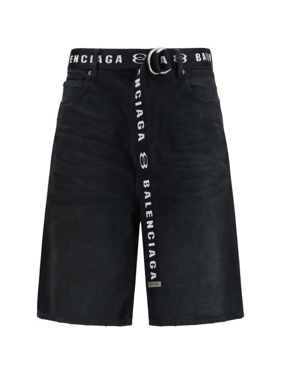 26SS 발렌시아가 벨트 코튼 쇼츠 871361TQW56 2279 BLACK