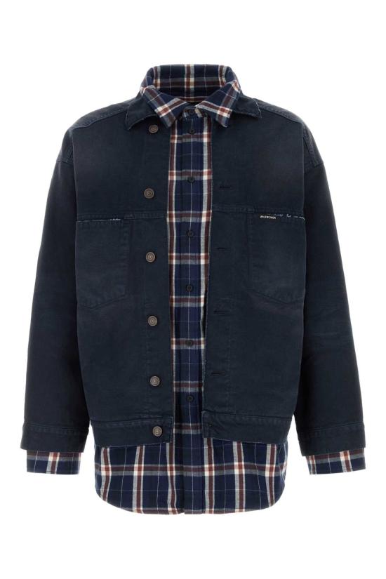 26SS 발렌시아가 패치드 셔츠 재킷 857174TTW64 8074 NAVY