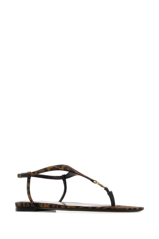 26SS 생로랑 카산드라 레오파드 프린트 플랫 샌들 860715AAC9X 2038 BROWN - SAINT LAURENT