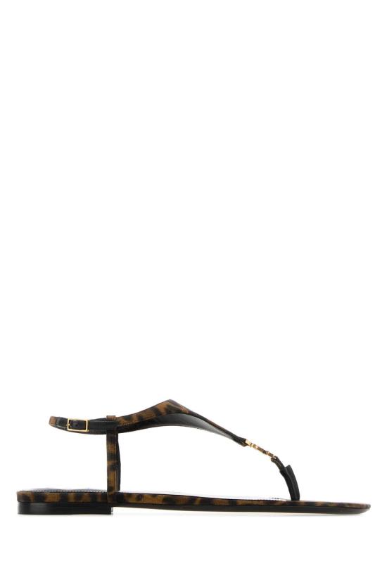 26SS 생로랑 카산드라 레오파드 프린트 플랫 샌들 860715AAC9X 2038 BROWN