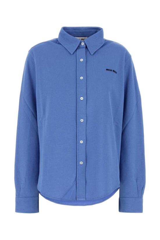  미우미우 코튼 피케 셔츠 MK1980SOOO14RW F0237 BLUE