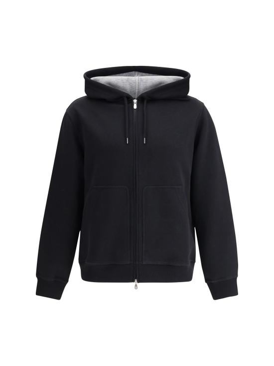 26FW 브루넬로 쿠치넬리 더블 페이스 스웨트 집업 후디 MM8319069G C101 BLACK