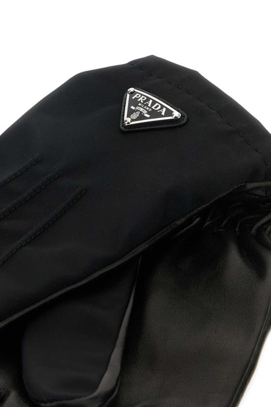  프라다 리나일론 나파 가죽 엘라스틱 커프 패널 장갑 2GG7952DWB F0002 BLACK - PRADA