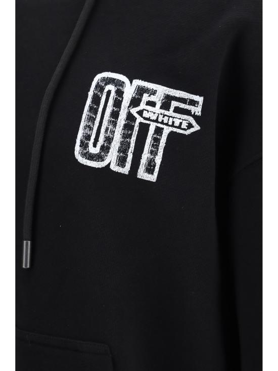 26FW 오프화이트 후드 티셔츠 OMBB085F26FLE00L00 001 BLACK - OFF WHITE