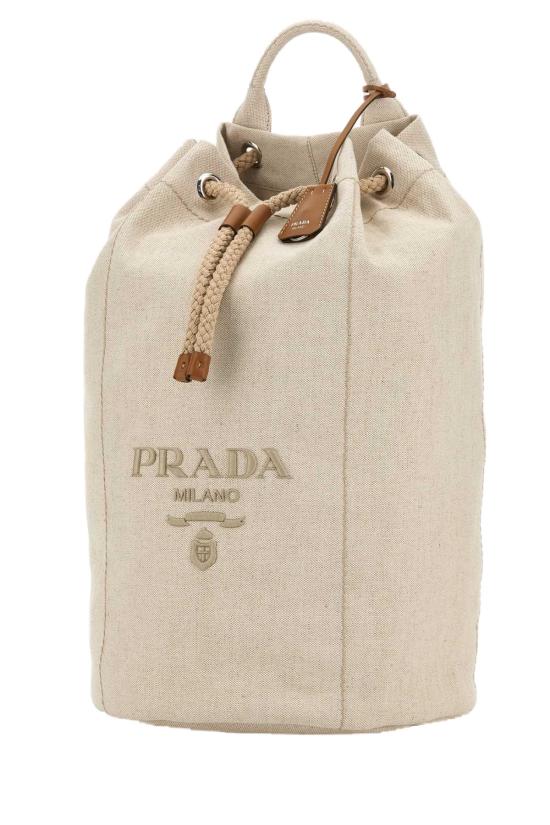 25FW 프라다 리넨 블렌드 드로우스트링 더플백 2VY0112CX9 F0018 BEIGE - PRADA