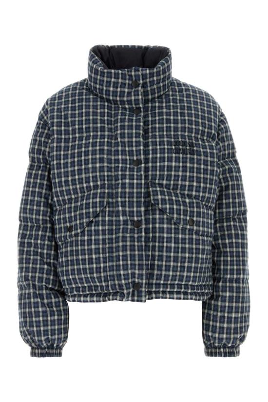 26FW 미우미우 리버서블 플란넬 다운 자켓 ML1550SOOO6060 F022X BLUE