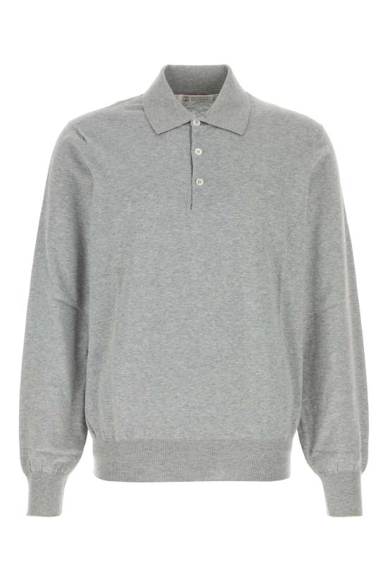 26SS 브루넬로 쿠치넬리 니트 폴로 셔츠 M29800135 CY162 GRAY