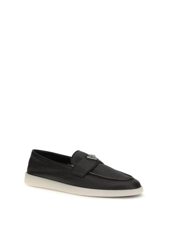 26FW 프라다 삼각 로고 스웨이드 페니 로퍼 2DG124FG001013 F0632 NERO 1 - PRADA