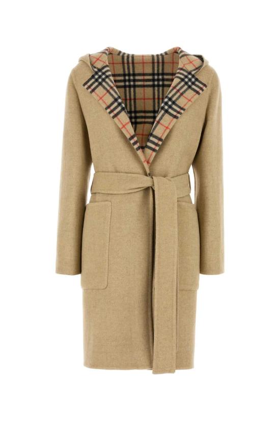 25FW 버버리 리버시블 울 후드 랩 코트 8113069 B9368 BEIGE