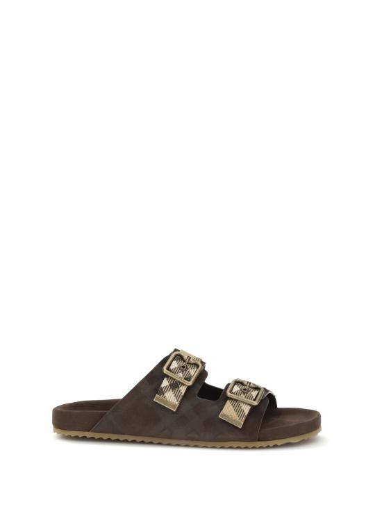 26SS 버버리 더블 버클 체크 샌들 8118887 C1170 BROWN