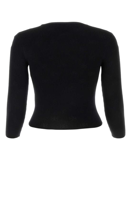  발렌시아가 BB 올오버 크롭 스웨터 793613T5215 1000 BLACK - BALENCIAGA