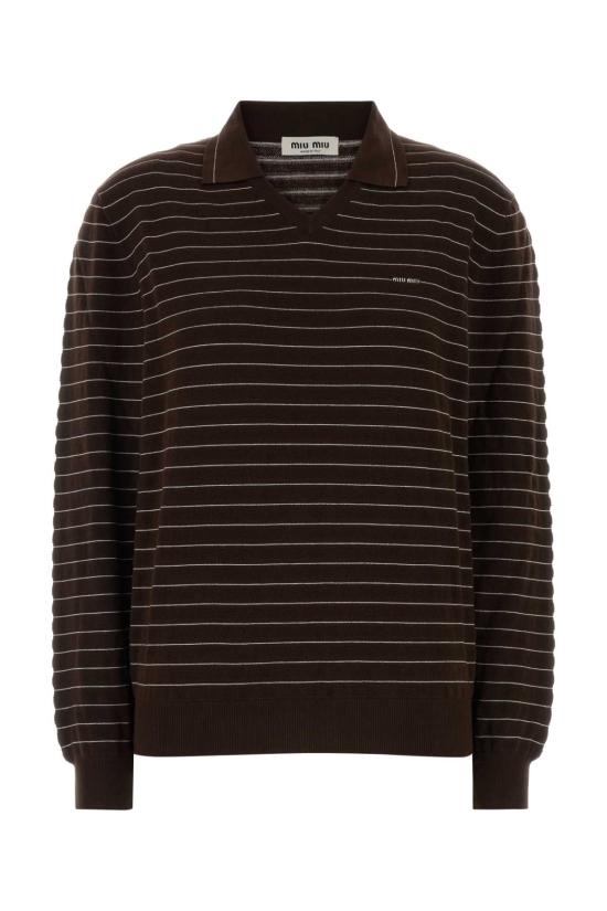 26FW 미우미우 브이넥 코튼 스웨터 MML05RSOOO184Q F0324 BROWN