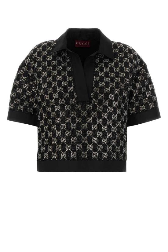 26SS 구찌 울 트위드 라메 탑 846682ZARWY 1000 BLACK