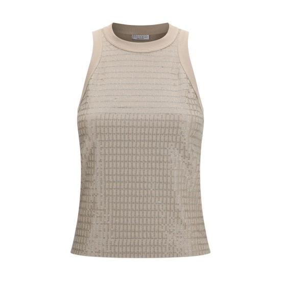 26SS 브루넬로 쿠치넬리 민소매 티셔츠 BRM0T18HK500C8539BB BEIGE