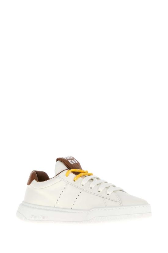  미우미우 레더 스니커즈 5E387EF0053L48 F0TPR WHITE - MIU MIU