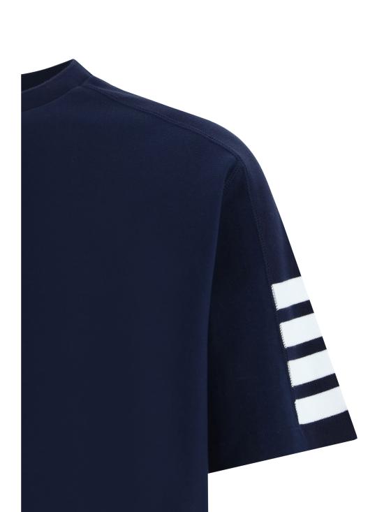 26FW 톰브라운 코튼 4바 숏 슬리브 티 MJS246A07323 415 NAVY - THOM BROWNE