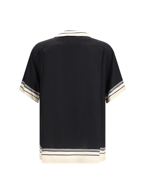26SS 돌체앤가바나 로고&스트라이프 하와이 셔츠 G5LH3THI11T HN5WH BLACK - DOLCE & GABBANA
