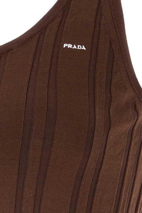 26FW 프라다 리브드 니트 코튼 탱크 탑 P29C31SOOO17WK F0005 BROWN - PRADA
