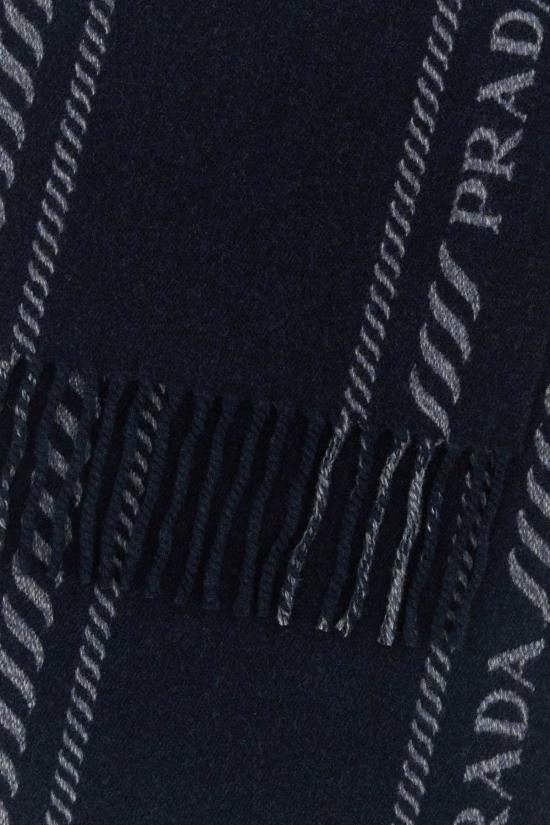  프라다 로고 자카드 울 캐시미어 스카프 2FS1142HJ5 F0008 NAVY - PRADA