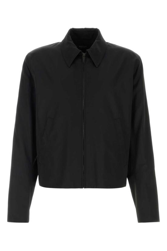 26FW 구찌 코튼 아세테이트 파일 집업 자켓 865218ZAUVW 1000 BLACK