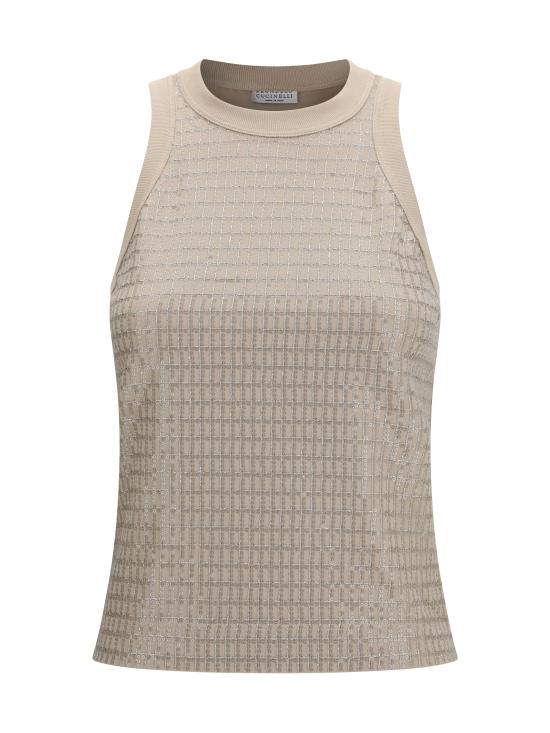 26SS 브루넬로 쿠치넬리 민소매 티셔츠 M0T18HK500 C8539 BEIGE
