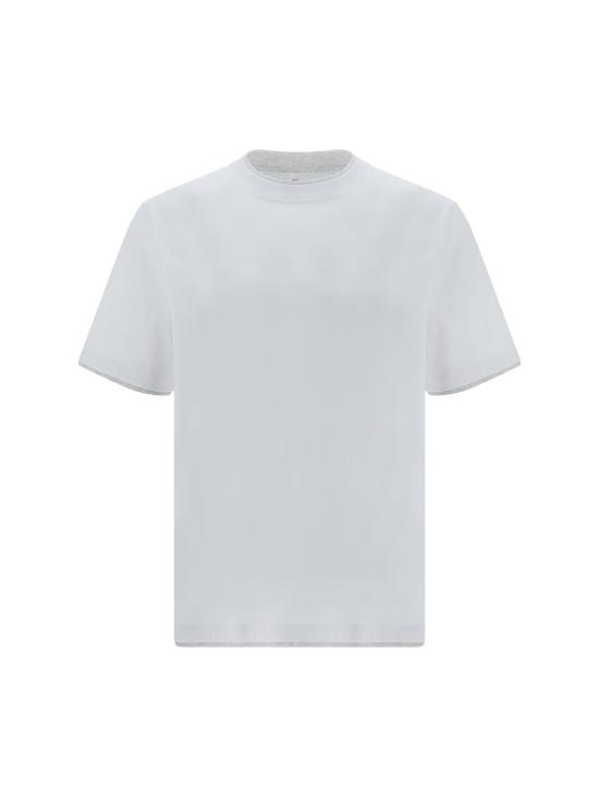 26FW 브루넬로 쿠치넬리 자수 로고 티셔츠 M0B137427 CW787 WHITE