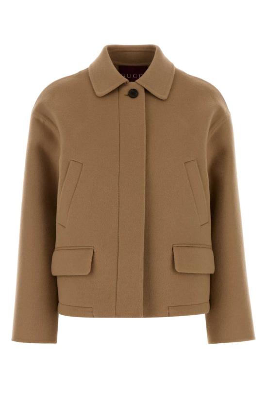 25FW 구찌 포인티드 칼라 울 집업 재킷 823859Z7ASL 2668 BEIGE