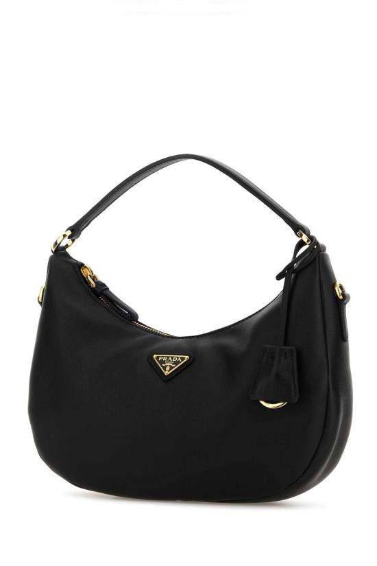 26FW 프라다 트라이앵글 로고 레더 호보백 1BC2722CYS F0002 BLACK - PRADA