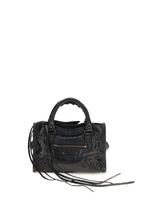 26FW 발렌시아가 르 시티 나노 램스킨 탑핸들 토트백 8657642ACFH 1000 BLACK