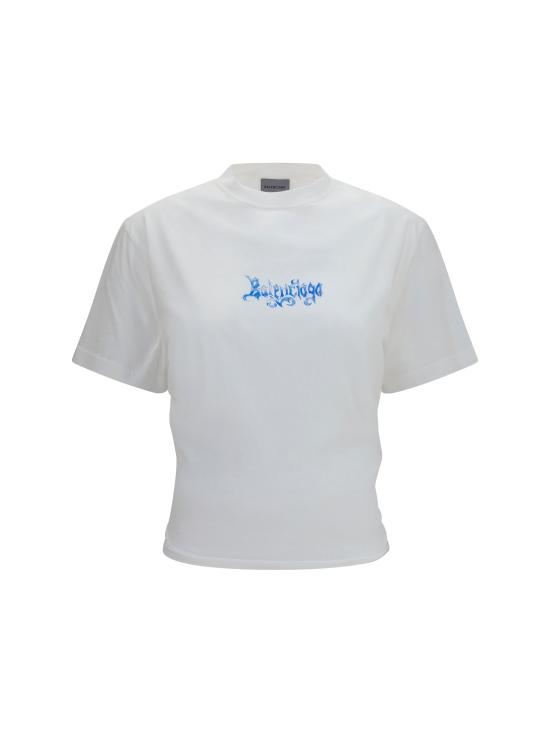 26FW 발렌시아가 스케치 쇼트 슬리브 탑 A0016UTUVQ4 9000 WHITE