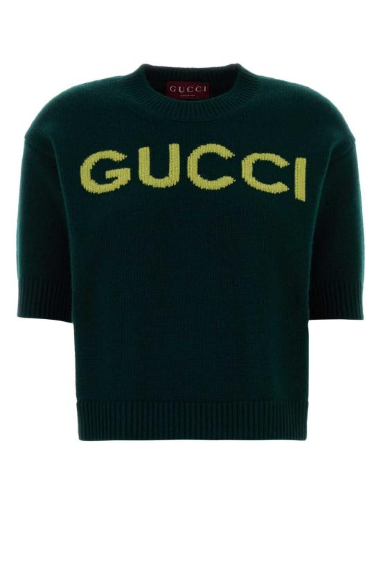 26SS 구찌 인타르시아 소프트 울 탑 851972XKEBC 3027 GREEN
