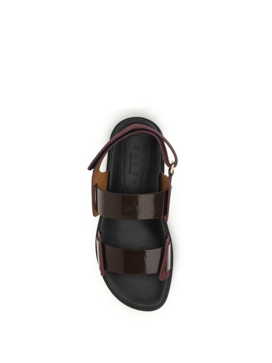 26SS 마르니 퍼스벨트 레더 더블 스트랩 샌들 FBMS018001P7615 ZP086 BROWN - MARNI
