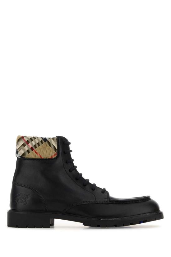 25FW 버버리 레더 로그 컴뱃 부츠 8115599 A1189 BLACK