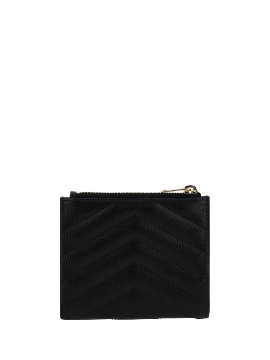 26FW 생로랑 그랑 드 뿌드르 엠보스드 레더 모노그램 2단 지갑 575879BOW01 1000 BLACK - SAINT LAURENT